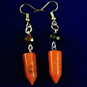 New Gold Sandstone Pendulum Earrings.